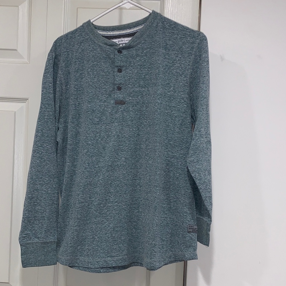 PD&C Men's Teal Long Sleeve Henley